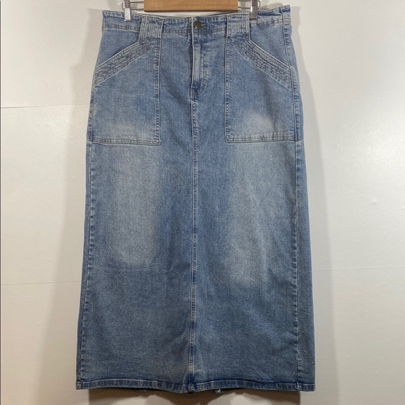 one 5 one Blue Stretch Denim Maxi Skirt - Picture 1 of 6